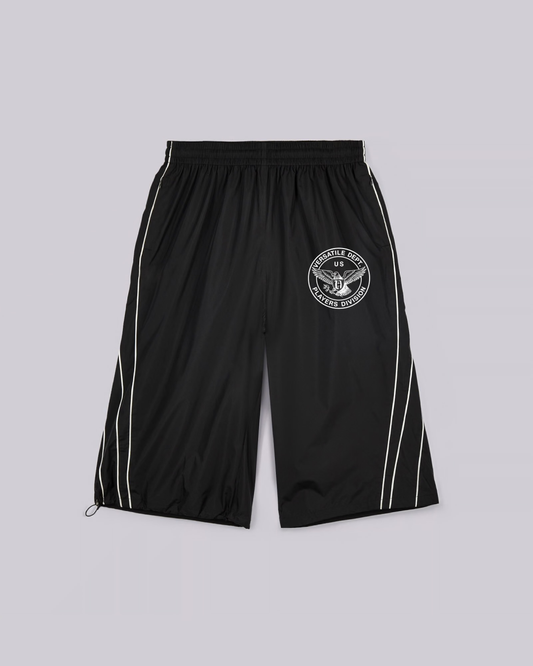 BLACK NYLON 3/4 SHORTS