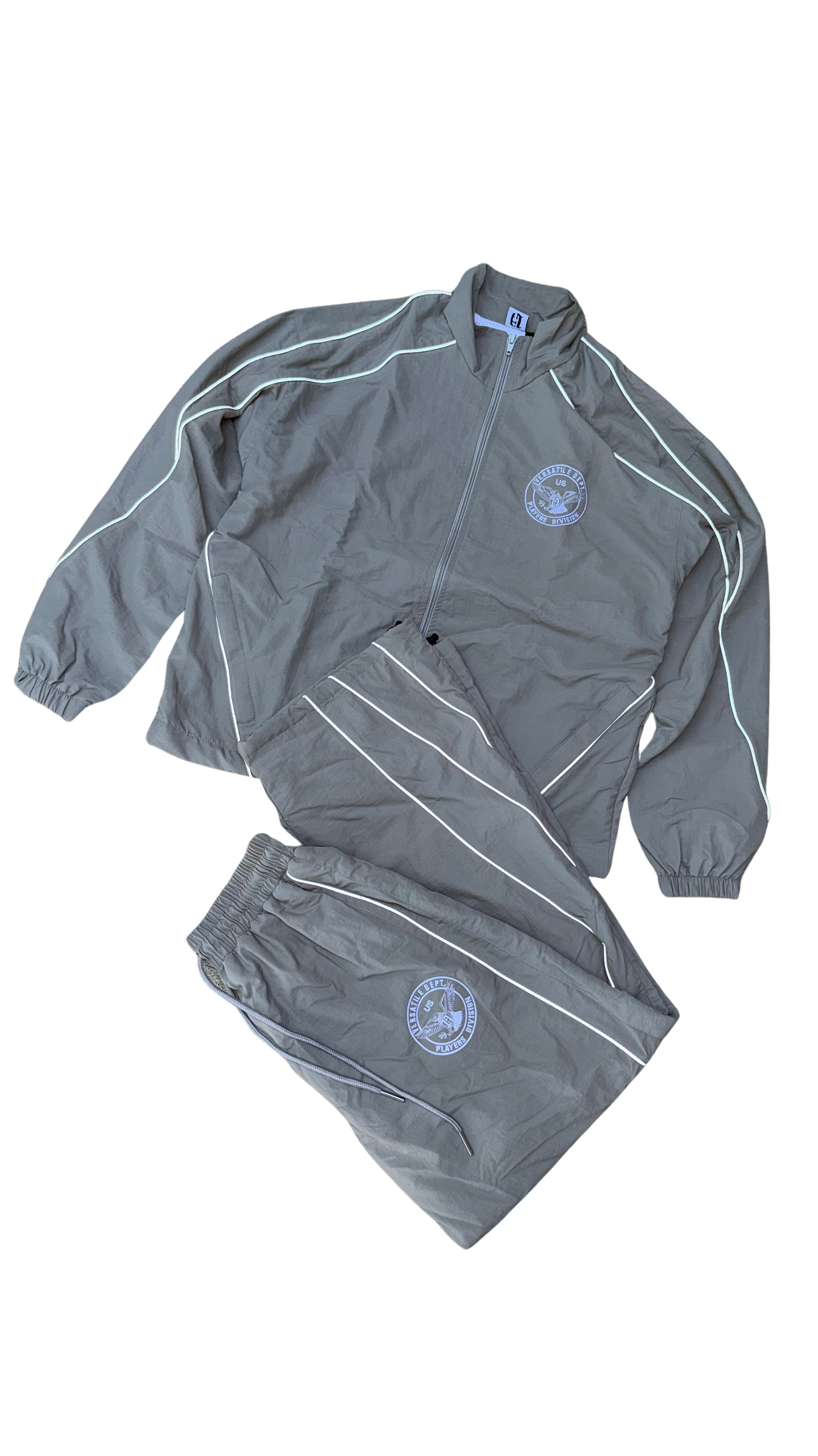 GREY NYLON TRACKSUIT TOP & BOTTOMS
