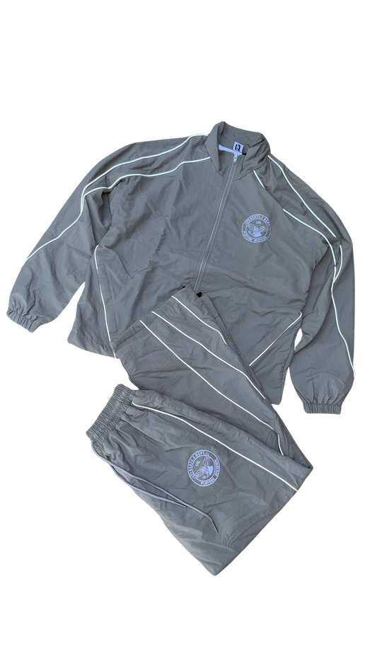 GREY NYLON TRACKSUIT TOP & BOTTOMS