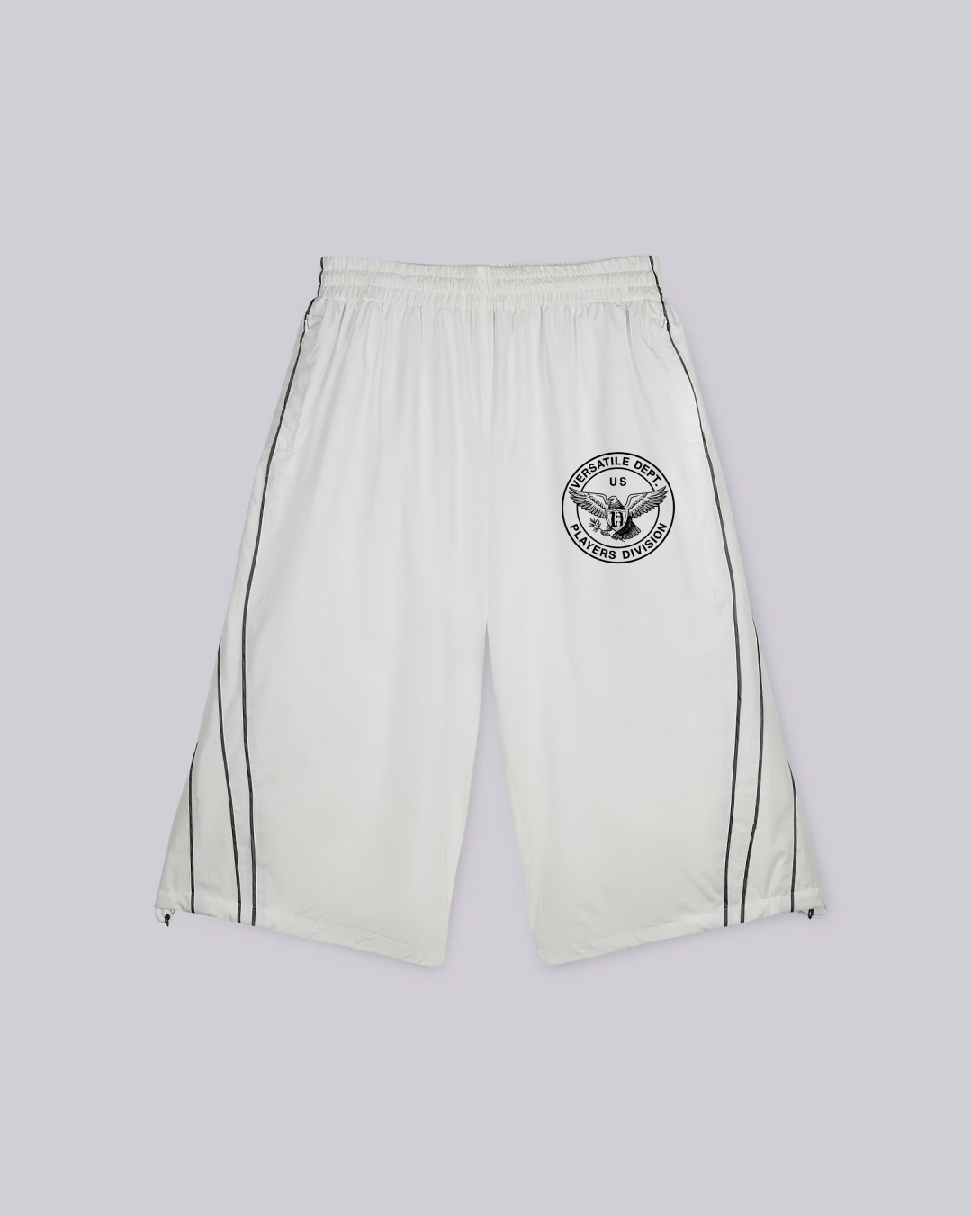 WHITE NYLON 3/4 SHORTS